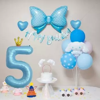 Yeonji Market Kuromi My Melody Kitty Cinnamoroll Sanrio Набор воздушных шаров для дня рождения, Cinnamoroll Blue Set 5