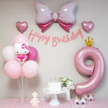 Yeonji Market Kuromi My Melody Kitty Cinnamoroll Sanrio Набор воздушных шаров на день рождения, набор номеров Kitty 9