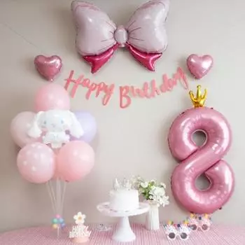 Yeonji Market Kuromi My Melody Kitty Cinnamoroll Sanrio Набор воздушных шаров на день рождения, Розовый набор Cinnamoroll 8
