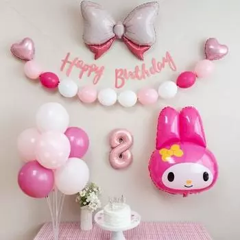 Yeonji Market Sanrio My Melody Balloon Kuromi Cinnamoroll Набор для дня рождения, My Melody A Set 8