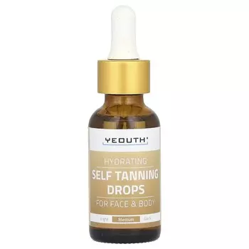 YEOUTH, увлажняющие капли для автозагара, для лица и тела, средние, 1 жидкая унция (30 мл)