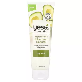 Yes To, Авокадо, Ежедневный очищающий крем, Без отдушек, 4 жидких унции (118 мл)