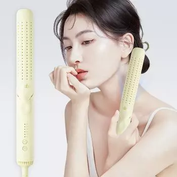 yete утюжок для волос 2way выпрямитель для волос утюжок для волос утюжок совместимый с зарубежными странами регулировка температуры 60 минут 5 уровней автоматического отключения кремовый