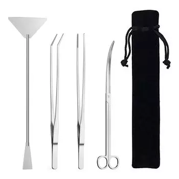 YFFSFDC Aquatic Plant Aquarium Aquarium 4 Piece Sand Stainless Aquarium For Storage Bag Included Trimming, Cleaning, Set, Set, Tweezers, Scissors,