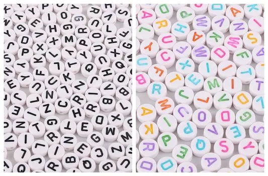 YFFSFDC Бусины Алфавитные Бусины Разделительные Бусины Аксессуары Красочные Для Создания Оригинальных Аксессуаров Круглый Алфавит Узор Ремесло Украшения Для Создания Имени