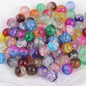 YFFSFDC Glass Beads Mixed Color Beads Approximately 525 Pieces Handmade Parts 4 Sizes Accessory Materials Crack Beads Resin Craft Supplies for DIY