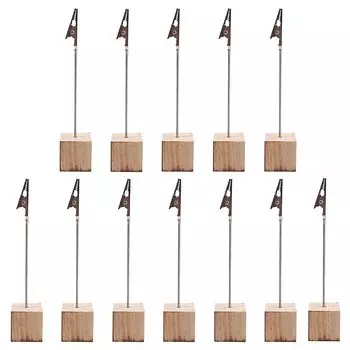 YFFSFDC Memo Clip Swire Набор из 12 деревянных держателей для карточек Настольная подставка Держатель для фотокарточек (Цвет дерева)