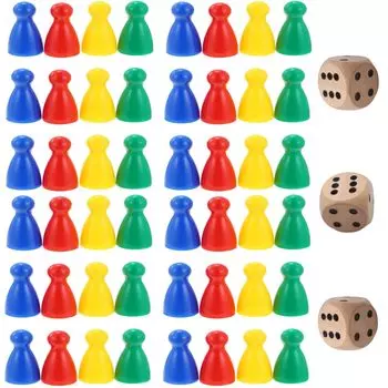 YFFSFDC Настольная игра Деревянные шахматы Пешки 48 фигур Шахматы 3 кубика Многоцветная игра Пешки Шахматные фигуры Пешки Человеческие кости Шахматная игра Настольная игра Шахматы