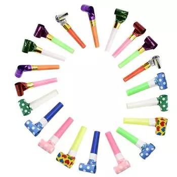 YFFSFDC Set of 20 Blowback Long Cheering Event Party Party Props Whistle, Approx. 8cm, Whistle, Colorful, Children s Whistle, Toy, Party, Toy,