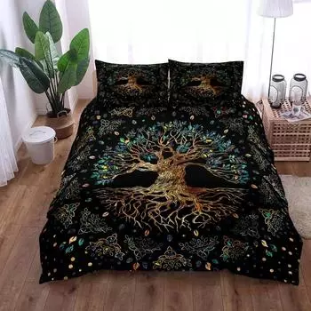 Yggdrasil Tree of Life Duvet Cover Set King Queen Double Twin Single Bed Linen Set Customized quilt cover EU single(135x200cm)