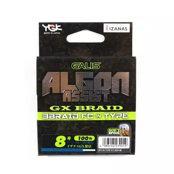 YGK Algon Assist GX Braid FC, тип 6 м, размер 8, 100 фунтов, синий (9019) синий