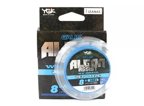 YGK Algon Assist WX Braid PET, тип 6 м, размер 8, 100 фунтов, синий (9118) синий