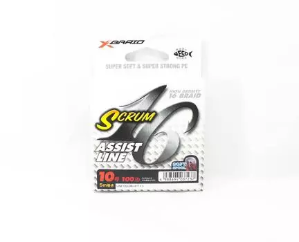 YGK Galis Scrum Assist Line 16 Оплетка 5 м Размер 10, 100 фунтов Белый (7237)