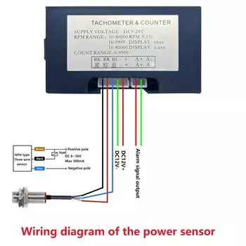 YH-TC01 DC 9-24V 5A Цифровой тахометр 4 бит Высокоточный светодиодный измеритель скорости Датчик Холла Датчик скорости двигателя