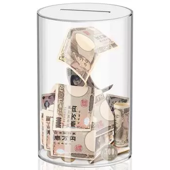 YHANEC Piggy полностью 1 миллион иен большой емкости акриловая Piggy большая цилиндрическая 15 см x банка, стильный, прозрачный, чистый, сбережения, банк, емкость,
