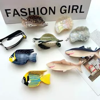 Серия «Морские животные» Заколка для волос Морская черепаха Тропическая рыба Ацетат Креативные заколки-крабы для волос Аксессуары для волос для женщин девушек 12.5x4.5cm