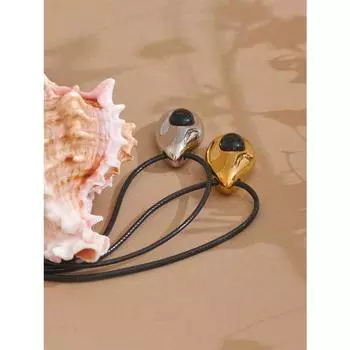 Yhpup Нержавеющая сталь Агатовая подвеска с каплями воды из искусственной кожи Ожерелье для женщин Модные ювелирные изделия Аксессуары Новинка