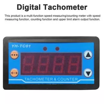 YHTC01 Цифровой тахометр HighAccurancy Светодиодный цифровой дисплей Измеритель скорости двигателя с датчиком Холла чёрный