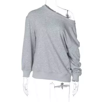 Yi Mengling Same Style Sweet Temperament Crew Neck Long Sleeves Sweatshirt Female Gray Slim Looking Easiest for Match Loose Fashion Brand T-shirt Tops Grey S