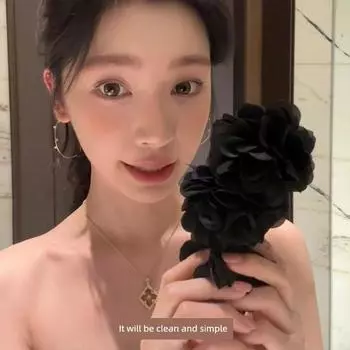 Yi Mengling Same Super Shiny Unique Simple Bracelet Big Ear Ring Ear Clip Female Fancy Earrings Dignified Generous Style Earrings Ear Studs Yi Mengling with ~ Elegant black banana clip 13cm