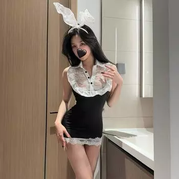 Yi сексуальное нижнее белье чистое кружево бедра юбка сексуальная форма кролика маленькая грудь соблазнение свободный костюм average size