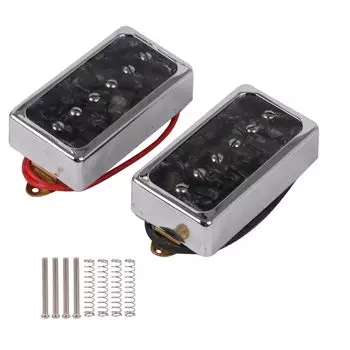 Yibuy 2шт Black Pearl Single Coil Pickup Pickup Bridge Neck Set для деталей электрогитары