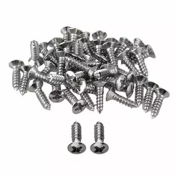 Yibuy 50PCS Metal Electric Guitar Bass Pickguard Cover Plate Screws Chrome