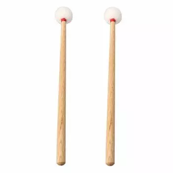 Yibuy Timpani Mallet Medium Hard Drum Cymbal Clear Tone Applicable to Cork Core 35mm Made of Wood & Velvet