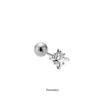 Yijian 925 Sterling Silver Screw Niche Female Stud Earrings Single