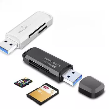 Yijin YJ-668 USB 3.0 двойной картридер для TF, SDXC и Micro SD карт USB 2.0 белый