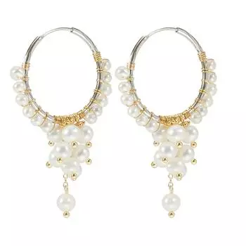 Yinujiao винтажные серьги-кольца из стерлингового серебра 925 пробы с пресноводным жемчугом, висячие серьги с кисточками, ювелирные изделия ручной работы, подарок для женщин и дам