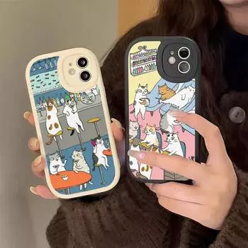 Yinuoda японский чехол для телефона с изображением кота, жесткий кожаный чехол для телефона для iPhone 13 12 Mini 11 14 Pro Max Xs X Xr 7 8 Plus 6 6s SE iphone12