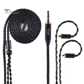 Yinyoo MMCX/2Pin/QDC 8-жильный посеребренный медный провод для наушников, обновленный кабель MMCX 3.5