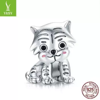 Yinziyun Серебро S925 Бусина Маленький Тигр - DIY Милый Шарм для Браслета с Животным SCC1573 Loose Beads