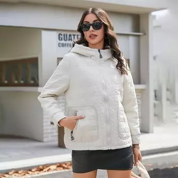 YISHENGSHUI Новая весенне-осенняя женская куртка Простая, средней длины, модная, уникальная, сшитая, с капюшоном, женская весенняя куртка 6526 L белый