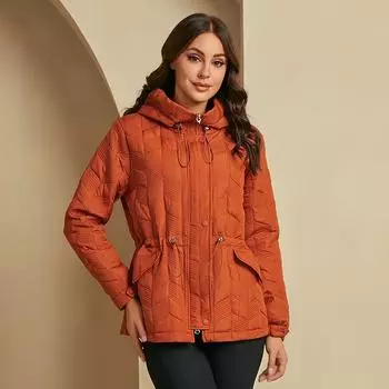 YISHENGSHUI Новая весенне-осенняя женская куртка Простая, средней длины, модная, уникальная, сшитая, с капюшоном, женская весенняя куртка 6657 L красный