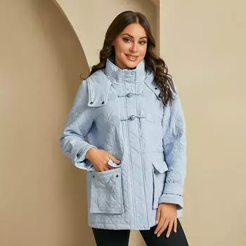 YISHENGSHUI Новая весенне-осенняя женская куртка Простая, средней длины, модная, уникальная, сшитая, с капюшоном, женская весенняя куртка 23628 L светло-синий
