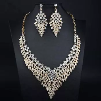 Yiwu Jewelry Exaggerated Full Of Diamonds Temperament Роскошный комплект ожерелья и серег для женщин, платье, аксессуары для ужина