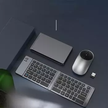 Yixin 919 двухрежимная складная клавиатура и мышь Bluetooth и 2.4G, зарядка Type-C, совместимость с планшетами Single Keyboard чёрный