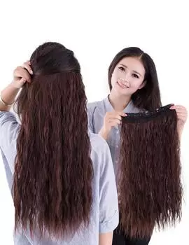 YJINCO Extensions Nape Wig Hula Sauvage Point Парик Long Clip Harajuku Hula Dance Tahitian Dance Waffle One Touch YJWJ008-lbrn светло-коричневого
