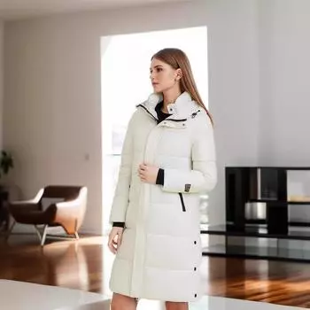 YJKDYK 2024 Новая зимняя женская длинная куртка, утепленная, с капюшоном, на молнии, хлопковая куртка, женская, однотонная, повседневная, стеганая куртка S серый