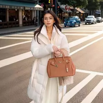 YJKDYK 2024 зимняя длинная женская хлопковая куртка женская стойка воротник с капюшоном парки пальто женские длиной до колена теплая куртка для женщин M коричневый