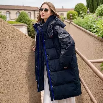 YJKDYK 2024 зимняя женская длинная хлопковая куртка женская с капюшоном утепленная теплая парка женская повседневная свободная куртка женская одежда M белый