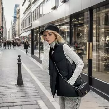 YJKDYK 2024 зимняя женская хлопковая куртка без рукавов женская однотонная утепленная жилетка куртка женская повседневная свободная жилетка пальто M белый