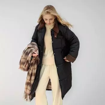 YJKDYK 2024 Зимняя женская хлопковая куртка с лацканами, повседневная длинная парка, пальто, демисезонная куртка, женское зимнее пальто M розовый