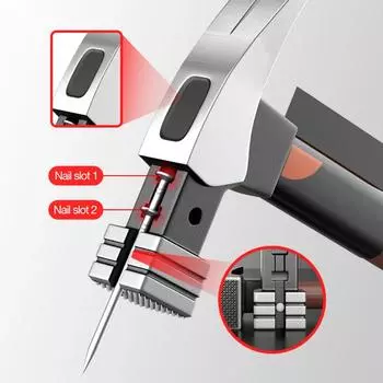 YLINDAO Деревообрабатывающий молоток-гвоздодер Автоматический гвоздезахват Многофункциональный противоскользящий ударопрочный Магнитный стальной молоток-гвоздодер Ручной инструмент