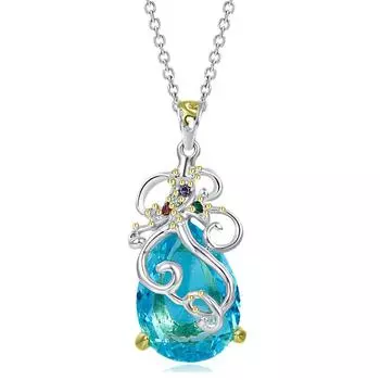 YLKBTY Ожерелье с подвеской на длинной цепочке Pendant Size:35 x 18 MM синий