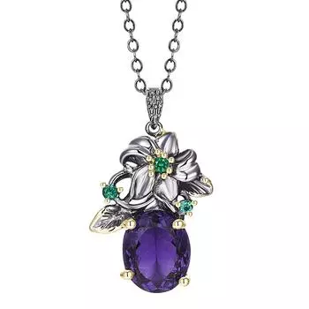 YLKBTY Ожерелье с подвеской в виде цветка для женщин 60CM фиолетовый