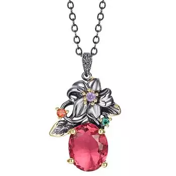 YLKBTY винтажное ожерелье-цепочка с цветком для женщин 60CM фуксия