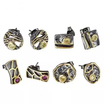 YLKBTY Женские серьги-гвоздики 11.3*11.3MM чёрный